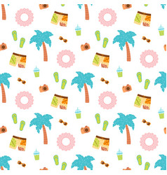 Summer Seamless Pattern With Palm Trees And Beach