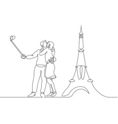 Tourists Selfie Eiffel Tower