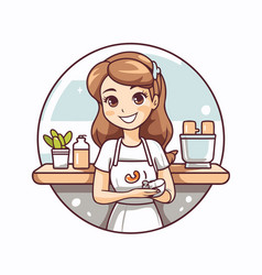 Cute Cartoon Girl In The Beauty Salon On White