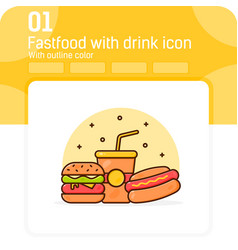 Fast Food Snacks With Soft Drink Premium Icon