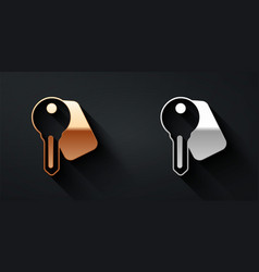 Gold And Silver Hotel Door Lock Key Icon Isolated