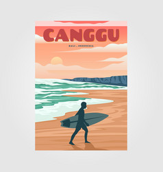 Canggu Beach With Sunset View Vintage Poster