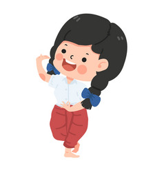 Cartoon Girl Student Thai Dance