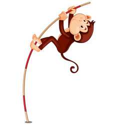 Pole Vaulting Monkey Cartoon Character