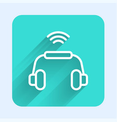 White Line Smart Headphones System Icon Isolated