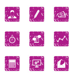 Business Involvement Icons Set Grunge Style