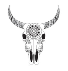 Decorated Cow Skull With Mandala