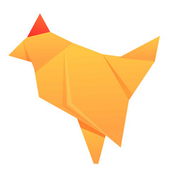 Origami Chicken Icon Cartoon Polygon Bird