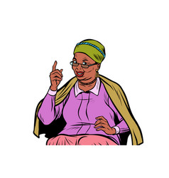 African Elderly Woman Pointing Finger Up Isolate