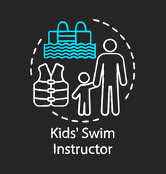 Kids Swim Instructor Chalk Icon Swimming Teacher