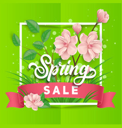 Spring Sale Lettering With Pink Flowers