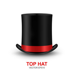 3d Realistic Retro Vintage Black Top Hat