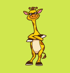 Cartoon Animal Design Cool Giraffe Cute Mascot