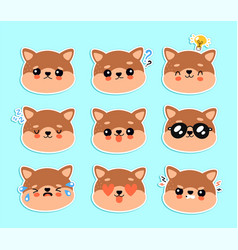 Cute Happy Smiling And Sad Dog Character Set