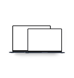 Laptops Silver-blue Mockups With Blank Screens