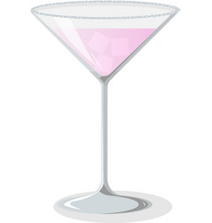 Martini Glass With Ice Cubes Pink Cocktail