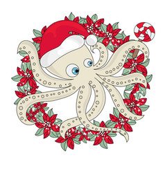 Christmas Octopus Icon Color