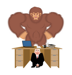 Businessman Scared Under Table Of Bigfoot To Hide