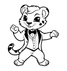 Cute Little Lion - Black And White Cartoon Mascot