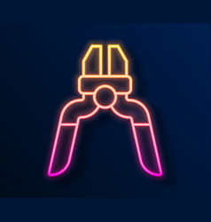 Glowing Neon Line Pliers Tool Icon Isolated