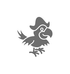 Pirate Parrot Ara Bird Grey Icon Isolated