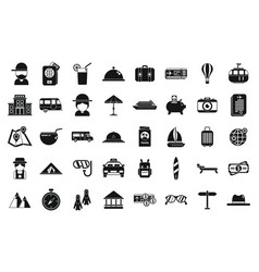 Retirement Travel Icons Set Simple