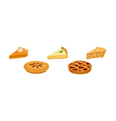 Sweet Baked Pastry And Pie With Filling Set