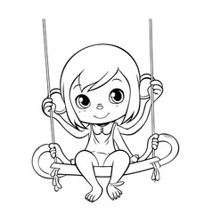 Cute Little Girl Swinging On A Swing For Coloring