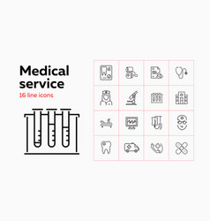 Medical Service Line Icon Set Hospital