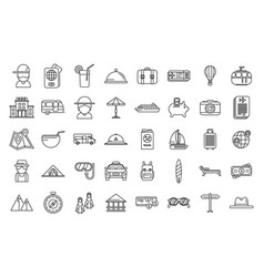 Retirement Travel Icons Set Outline