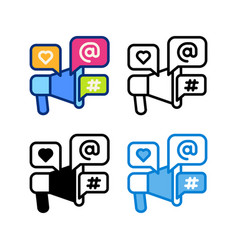 Social Media Marketing Icon In 4 Style Flat Line