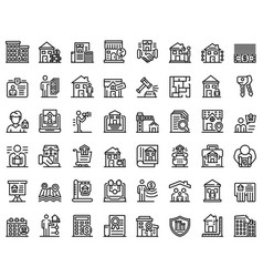 Realtor Icons Set Outline Style