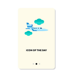 Jet Airplane Flying In Clouds Flat Icon