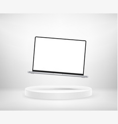 Modern Laptop On Round Stage Mockup