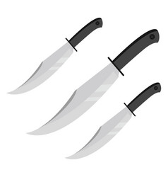 Three Sharp Knives On A White Background