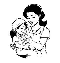 A Female Doctor Holding A Child In Her Arms