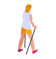 Adult Nordic Walking Icon Isometric Style