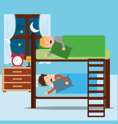 Boys Asleep In Bunk Bed In Night Bedroom