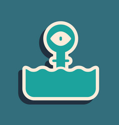 Green Periscope In The Waves Above The Water Icon