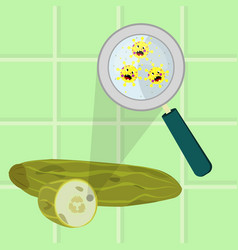 Rotten Cucumber With Microbes Cartoon