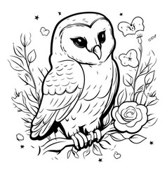 Hand Drawn Of An Owl Sitting On A Branch