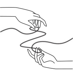 Hands Holding Loops Of Rope Yarn Linear