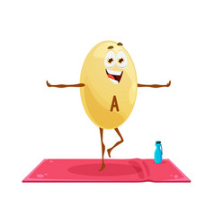 Cartoon Vitamin A Retinol Personage On Yoga Class