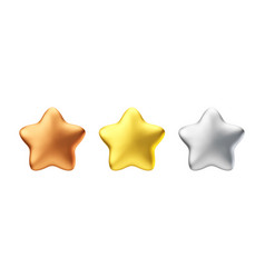 Golden Bronze Silver Glossy Metallic Stars 3d