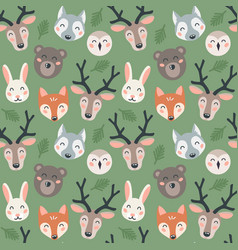 Seamless Pattern With Cute Forest Animal Head