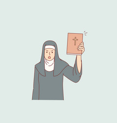 Woman Nun From Church Shows Holy Bible In Shock