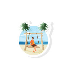 Boy Swing On The Beach Sticker