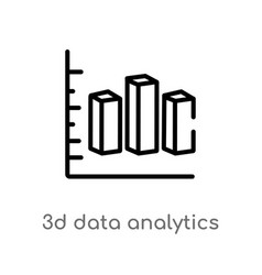 Outline 3d Data Analytics Dual Bars Icon Isolated