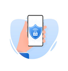 Vpn Flat Blue Secure Label On White Background