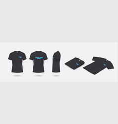 Black Mockup T-shirts Realistic Set